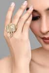 Buy_Samyukta Singhania_Gold Plated Gajamukh Carved Ring _at_Aza_Fashions