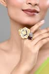 Buy_Samyukta Singhania_Gold Plated Stone Rose Pattern Finger Ring _at_Aza_Fashions