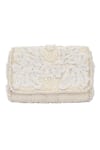 Buy_Lovetobag_Ivory Faux Fur Baroque Embroidered Flap-over Clutch _at_Aza_Fashions