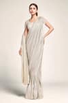 Buy_Seema Gujral_Silver Embroidered Stone Leaf Shimmer Pre-draped Saree With Blouse _at_Aza_Fashions