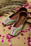 Buy_House Of Kosha_Multi Color Eva Garden Hand-embroidered Leather Juttis _at_Aza_Fashions