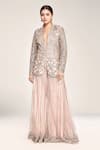 Buy_EEKSHA_Pink Embroidered Lapel Blazer And Sharara Set _at_Aza_Fashions