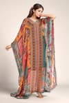 Buy_Torani_Multi Color Printed Floral Tropical V Neck Kaftan 