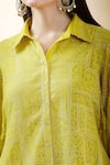 Buy_SHRADDHA RAMBHIA_Yellow Chanderi Embroidered Thread Shirt Collar Paisley 