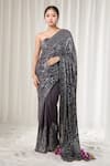 Buy_Nakul Sen_Grey Embroidered Sequins Saree With Unstitched Blouse Piece _at_Aza_Fashions