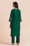 Shop_Priya Chaudhary_Green Chanderi Silk Embroidered Floral Key Hole Kurta With Pant _at_Aza_Fashions