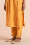 Buy_Priya Chaudhary_Yellow Chanderi Silk Embroidered Floral Key Hole Kurta Set 