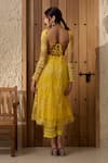 Buy_SAANJH BY LEA_Yellow Mesh Embroidered Lace Sweetheart Fariha Work Anarkali Pant Set _Online_at_Aza_Fashions