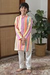 Buy_The Plum Bum_Multi Color Cotton Jacquard Stripe Geometric Pattern Kurta _at_Aza_Fashions