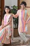 The Plum Bum_Multi Color Cotton Jacquard Stripe Geometric Pattern Kurta _Online_at_Aza_Fashions