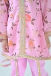 The Plum Bum_Pink Satin Linen Printed Floral Kurta With Tulip Pant _at_Aza_Fashions