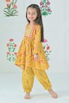 Shop_The Plum Bum_Green Salwar And Kurta Muslin Printed Floral Jaal Flower & Set _at_Aza_Fashions