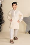 Buy_LITTLE BOYS CLOSET_Ivory Cotton Silk Embroidery Mirror Kurta Set _at_Aza_Fashions