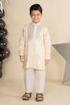 Shop_LITTLE BOYS CLOSET_Ivory Cotton Silk Embroidery Mirror Kurta Set _at_Aza_Fashions