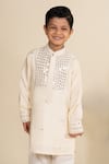 Buy_LITTLE BOYS CLOSET_Ivory Cotton Silk Embroidery Mirror Kurta Set _Online_at_Aza_Fashions