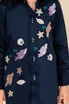 Buy_LITTLE BOYS CLOSET_Blue Cotton Satin Embroidery Resham Animal Shirt _Online_at_Aza_Fashions