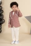 Buy_LITTLE BOYS CLOSET_Pink Suiting Stripe Pattern Blazer And Pant Set _at_Aza_Fashions