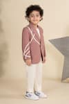 LITTLE BOYS CLOSET_Pink Suiting Stripe Pattern Blazer And Pant Set _Online_at_Aza_Fashions