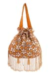 Buy_A Clutch Story_Gold Bead Gardenia Crystal Embellished Potli _Online_at_Aza_Fashions