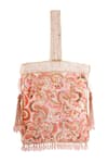 A Clutch Story_Peach Sequin Blossom Floral Embroidered Potli _Online_at_Aza_Fashions