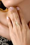 Buy_Dugran By Dugristyle_Gold Plated Shahi Bird Shaped Ring _at_Aza_Fashions