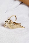 Shop_Dugran By Dugristyle_Gold Plated Shahi Bird Shaped Ring _at_Aza_Fashions