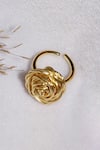 Shop_Dugran By Dugristyle_Gold Plated Noor Rose Shaped Ring _at_Aza_Fashions