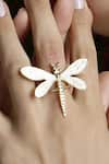 Dugran By Dugristyle_Gold Plated Mirza Dragon Fly Shaped Ring _Online_at_Aza_Fashions