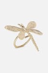 Dugran By Dugristyle_Gold Plated Mirza Dragon Fly Shaped Ring _at_Aza_Fashions