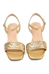 Shop_Vanilla Moon_Gold Textured Clarence Strap Sandals _at_Aza_Fashions