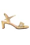 Vanilla Moon_Gold Textured Clarence Strap Sandals _Online_at_Aza_Fashions