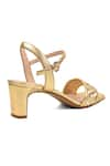 Buy_Vanilla Moon_Gold Textured Clarence Strap Sandals _Online_at_Aza_Fashions