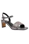 Buy_Vanilla Moon_Grey Textured Clarence Woven Strap Sandals _at_Aza_Fashions