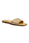 Buy_Vanilla Moon_Gold Glenda Basket Woven Flats _at_Aza_Fashions