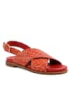 Buy_Vanilla Moon_Red Sarina Woven Strap Flats _at_Aza_Fashions