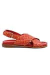 Vanilla Moon_Red Sarina Woven Strap Flats _Online_at_Aza_Fashions