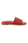 Vanilla Moon_Red Sian Braided Woven Strap Flats _Online_at_Aza_Fashions