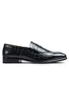 Wednesday Lifestyle_Black Cut Work Arnold Croc Leather Penny Loafers _Online_at_Aza_Fashions