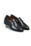 Buy_Wednesday Lifestyle_Black George Appron Croc Leather Penny Loafers _at_Aza_Fashions