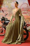 Buy Onaya Green Crepe, Chiffon Tassels, Embroidery Floral Thread Anarkali With Dupatta at Aza Fashions Buy_Onaya_Green Crepe, Chiffon Tassels, Embroidery Floral Thread Anarkali With Dupatta _at_Aza_Fashions