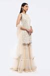 Shop_Onaya_Off White Net Mirrors Round Neck Work Kurta Sharara Set_Online_at_Aza_Fashions