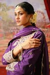 Buy Purple Organza Satin Embroidered Zari Round And Dabka Kurta Sharara Set For Women By Onaya