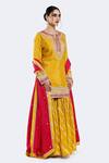Onaya_Yellow Organza, Satin Zari, Embroidery Round Neck Kurta Sharara Set_at_Aza_Fashions