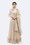 Buy_Onaya_Ivory Organza Embellished Badla High Scallop Hem Lehenga Set _at_Aza_Fashions