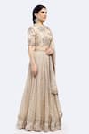 Onaya_Ivory Organza Embellished Badla High Scallop Hem Lehenga Set _Online_at_Aza_Fashions