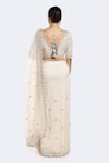 Shop_Onaya_White Organza Embellished Sequin Scallop Cutdana Hem Saree With Blouse _at_Aza_Fashions