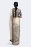 Shop_Onaya_Grey Tissue Embellished Badla High Stripe Detailed Saree With Blouse _at_Aza_Fashions