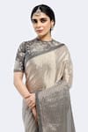 Buy_Onaya_Grey Tissue Embellished Badla High Stripe Detailed Saree With Blouse _Online_at_Aza_Fashions