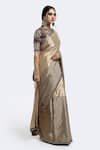 Onaya_Beige Tissue Embellished Badla High Hem Saree With Blouse _Online_at_Aza_Fashions