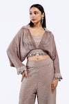 Buy_Onaya_Purple Embellished Mirrorwork Shirt Collar Cropped With Pant _Online_at_Aza_Fashions